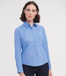 924F Russell Collection Ladies Long Sleeve Fitted Poplin Shirt