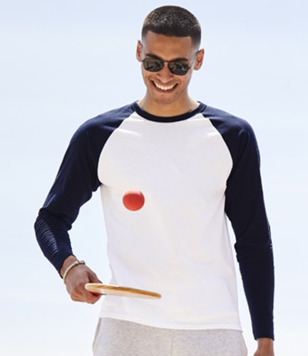 SS32 Fruit of the Loom Contrast Long Sleeve Baseball T-Shirt