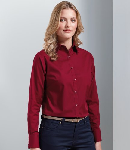 PR300 Premier Ladies Long Sleeve Poplin Shirt