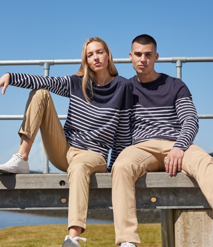 FR134 Front Row Unisex Long Sleeve Breton Striped T-Shirt