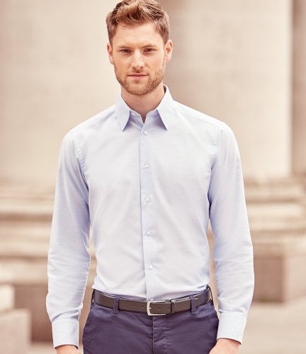 Russell Collection Long Sleeve Tailored Oxford Shirt