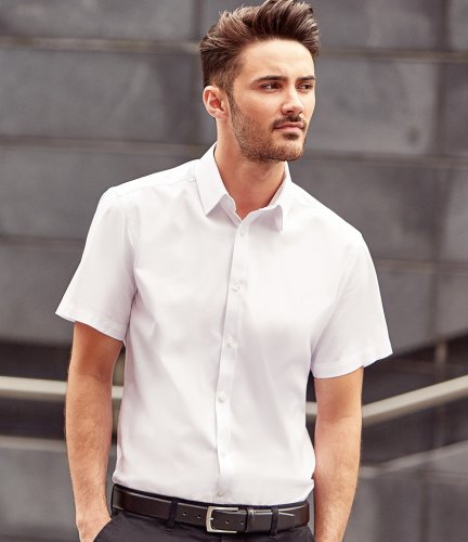 Russell Collection Short Sleeve Herringbone Shirt