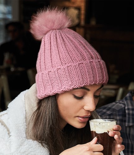 BB413 Beechfield Verbier Fur Pom Pom Beanie