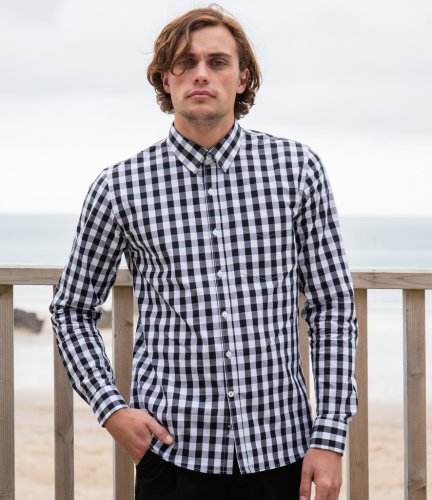 Front Row Long Sleeve Checked Cotton Shirt