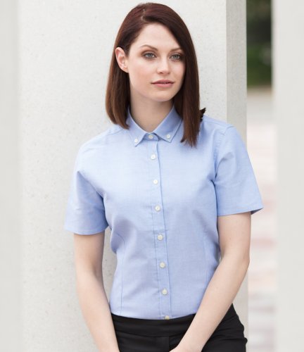 Henbury Ladies Modern Short Sleeve Regular Fit Oxford Shirt