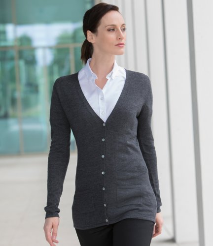 Henbury Ladies Cotton Acrylic V Neck Cardigan