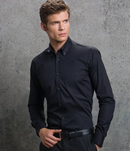 Kustom Kit Premium Long Sleeve Slim Fit Oxford Shirt