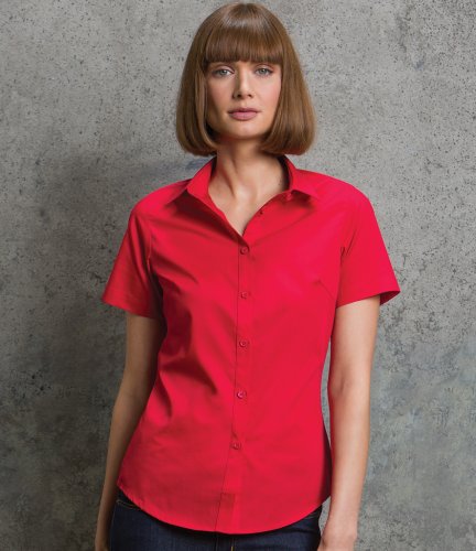 Kustom Kit Ladies Short Sleeve Tailored Poplin Shirt