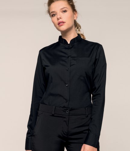 Kariban Ladies Long Sleeve Mandarin Collar Shirt