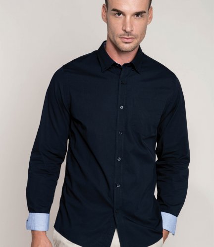 Kariban Long Sleeve Washed Poplin Shirt