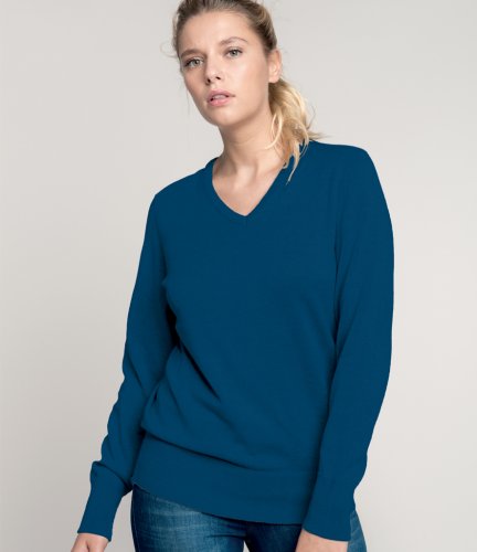 Kariban Ladies Cotton Acrylic V Neck Sweater