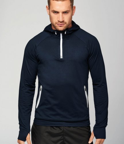 Proact Zip Neck Hooded Sweatshirt