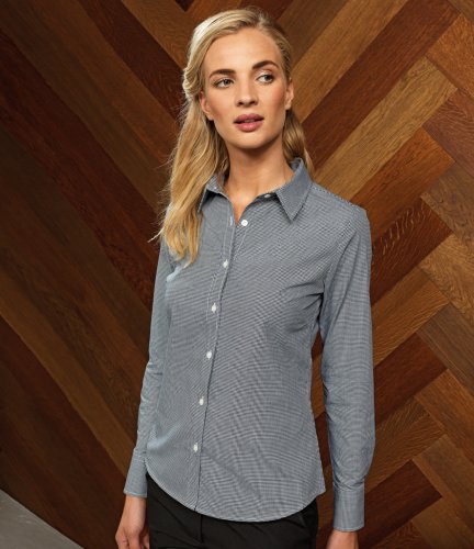 Premier Ladies Gingham Long Sleeve Shirt