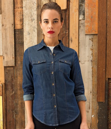 Premier Ladies Jeans Stitch Denim Shirt